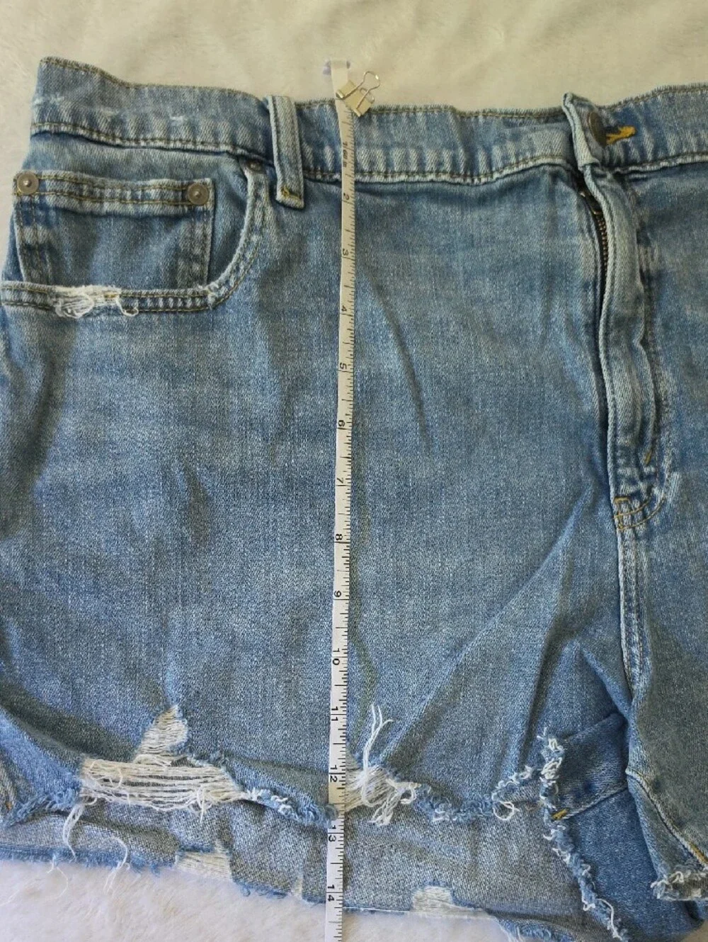aerie Light Blue Distressed Denim Shorts - Picture 5 of 5